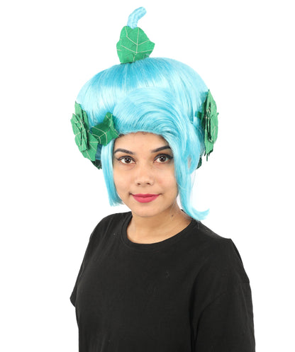 HPO Adult Women's Sculpted Pumpkin Show Wig | Multiple Color Options | Create of synthetic fiber, massive spherical updo with green leaf accents, breathable base | Halloween, theater, drag, performance, party, costume events