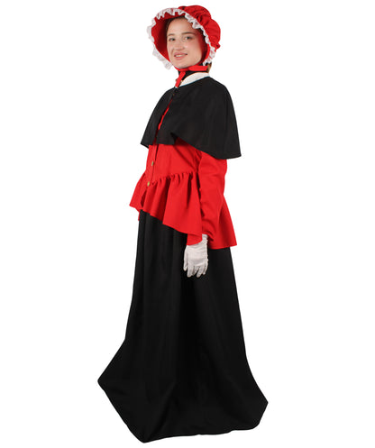 HPO Women's Holiday Celebration Caroler Costume Set I Suitable for Halloween I Flame-retardant Synthetic Fabric