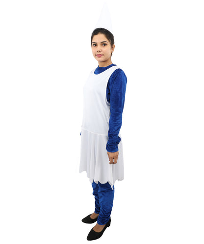 HPO Women's Dip Blue & White Fantasy Costume – Cartoon Style Outfit with White Dress | Outfit for Halloween, Cosplay & Themed Events