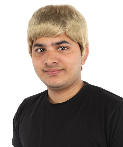 HPO Britpop Musician Mens Wig | 9 Inch Sandy Ash Blonde Short Crop | Party Halloween Cosplay Theater 90s Rockstar Costume Events