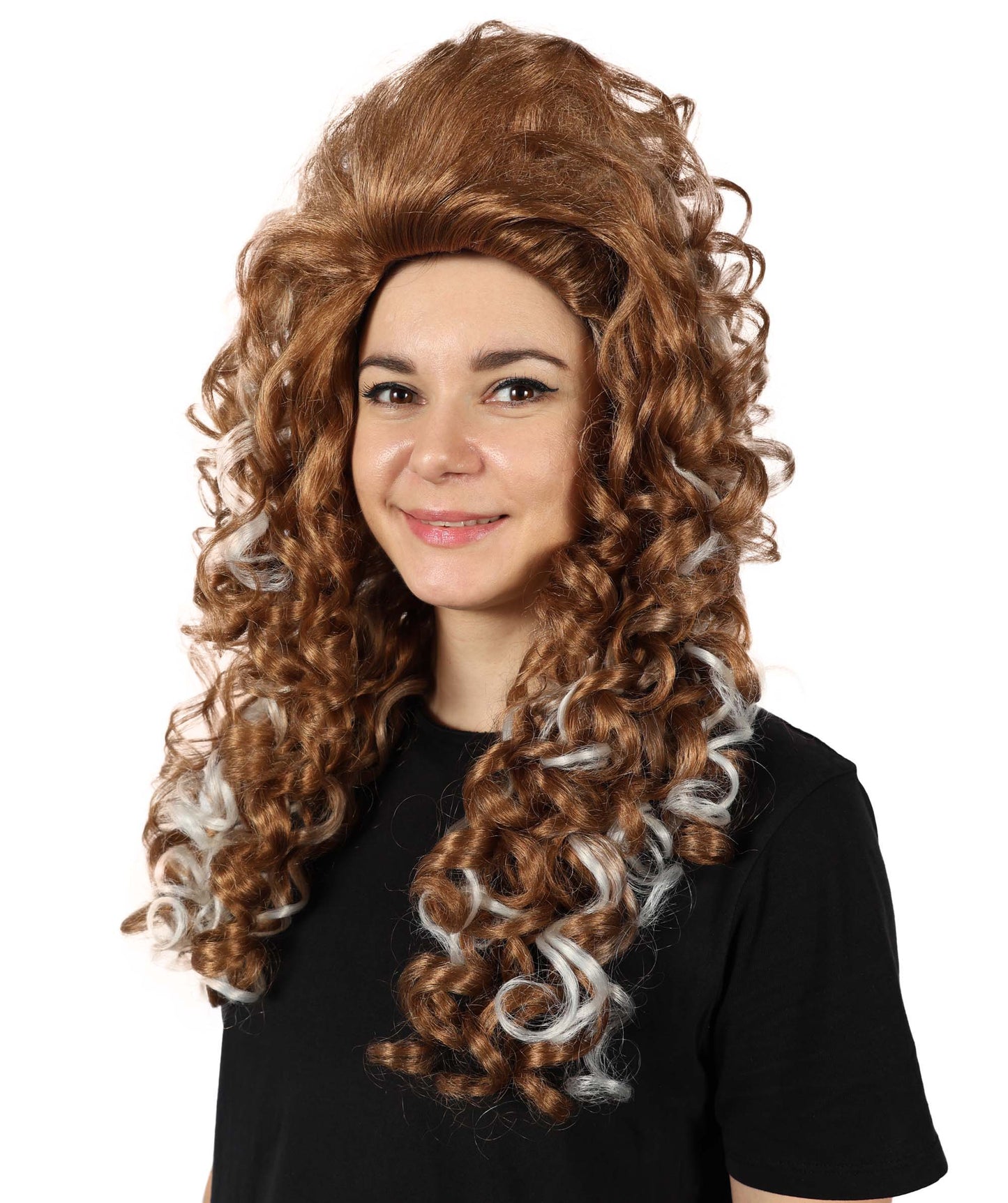HPO Women’s Extra Long Curly Mocha Sizzle Ombre Brown & Blonde Wig | High-Volume Hair for Cosplay, Glam Looks & Daily Wear| Synthetic Fashion Wig