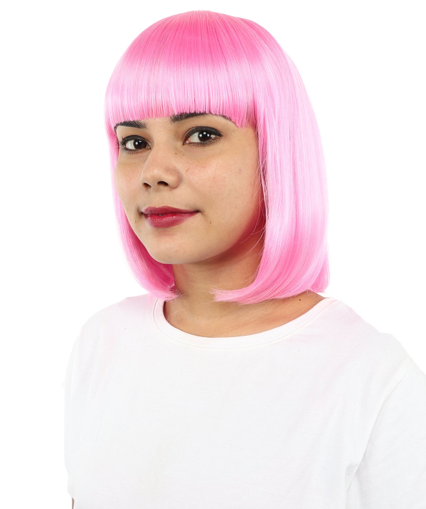 Adult Women’s Medium Bob Wig with Bangs – Layered Hairstyle with Soft Synthetic Fibers & Smooth Texture With Standard Cap | Stylish Hairpiece for Cosplay, Parties & Photo Shoots | Multicolor Options
