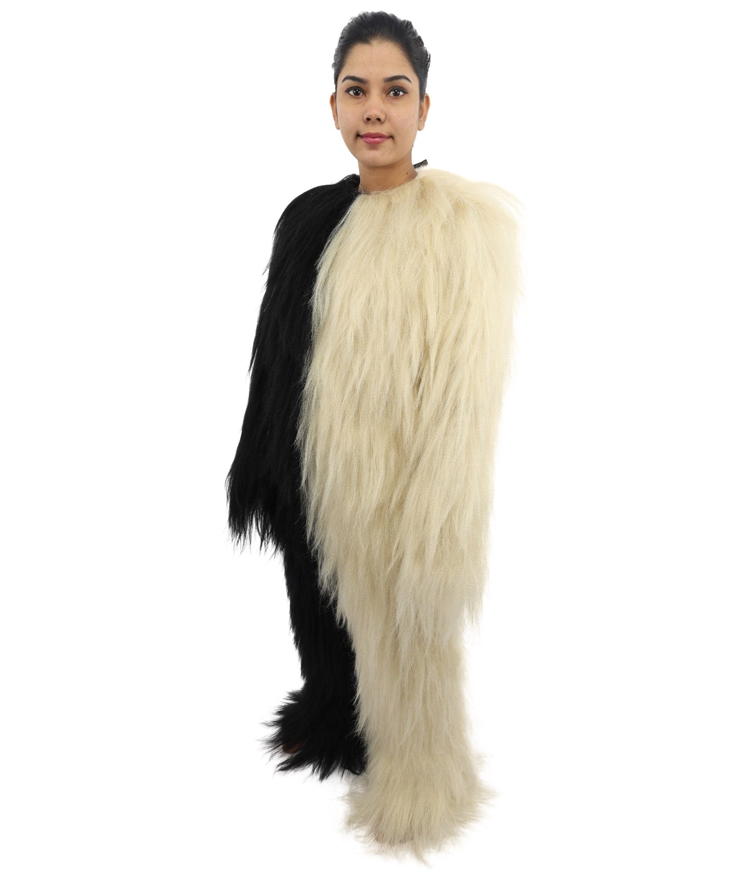 HPO Teen Extreme Hairy Person Two Part Costume, Mask and Bundle Set - Full-Body Hair Suit Extra-Long Costume Wig for Halloween, Cosplay & Parties - Multiple Color Options
