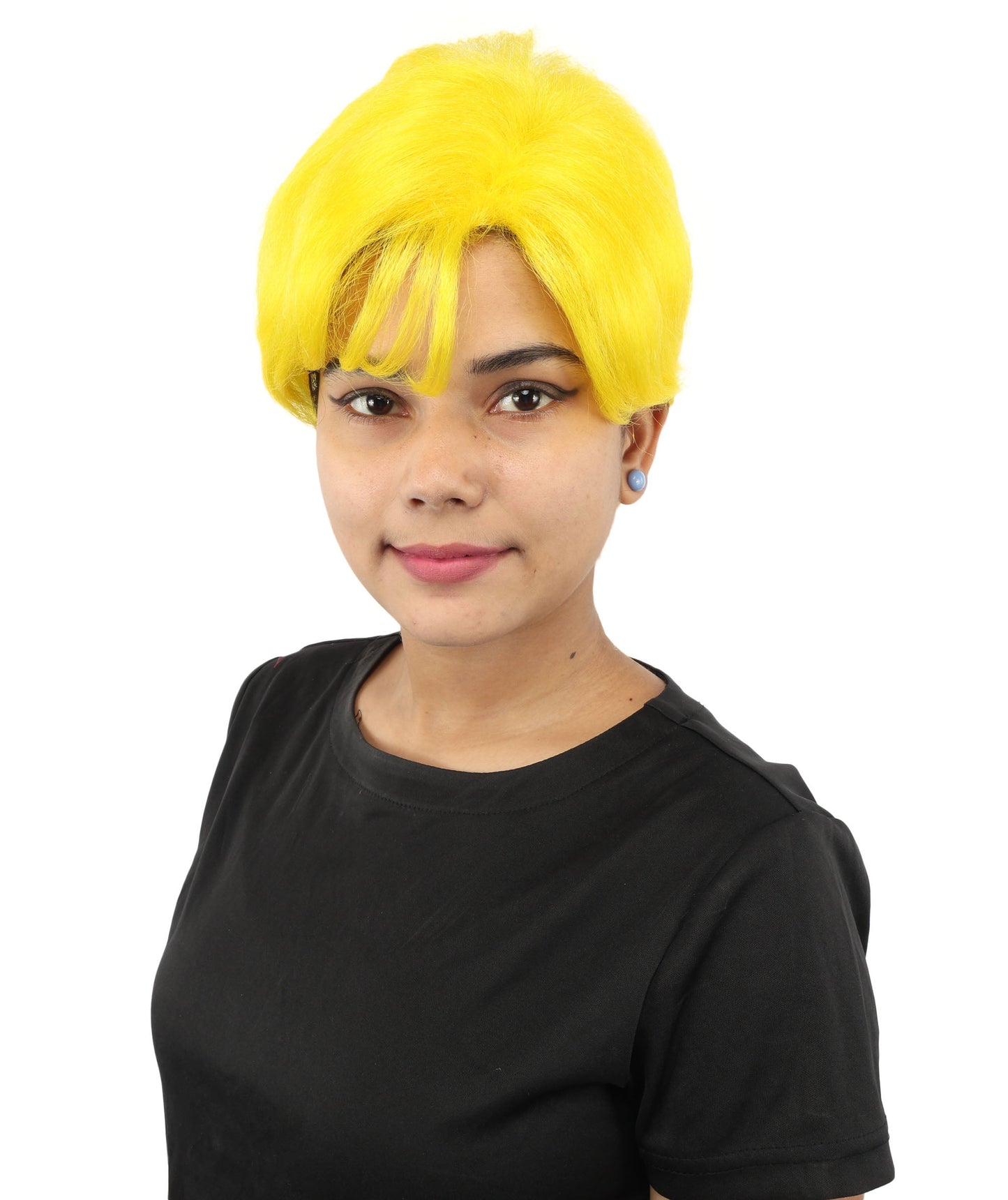 HPO Adult Women’s Short Black Wig | 10 Inch, Sleek and Smooth Bob Hairpiece | Ideal for Cosplay, Costume, and Themed Events