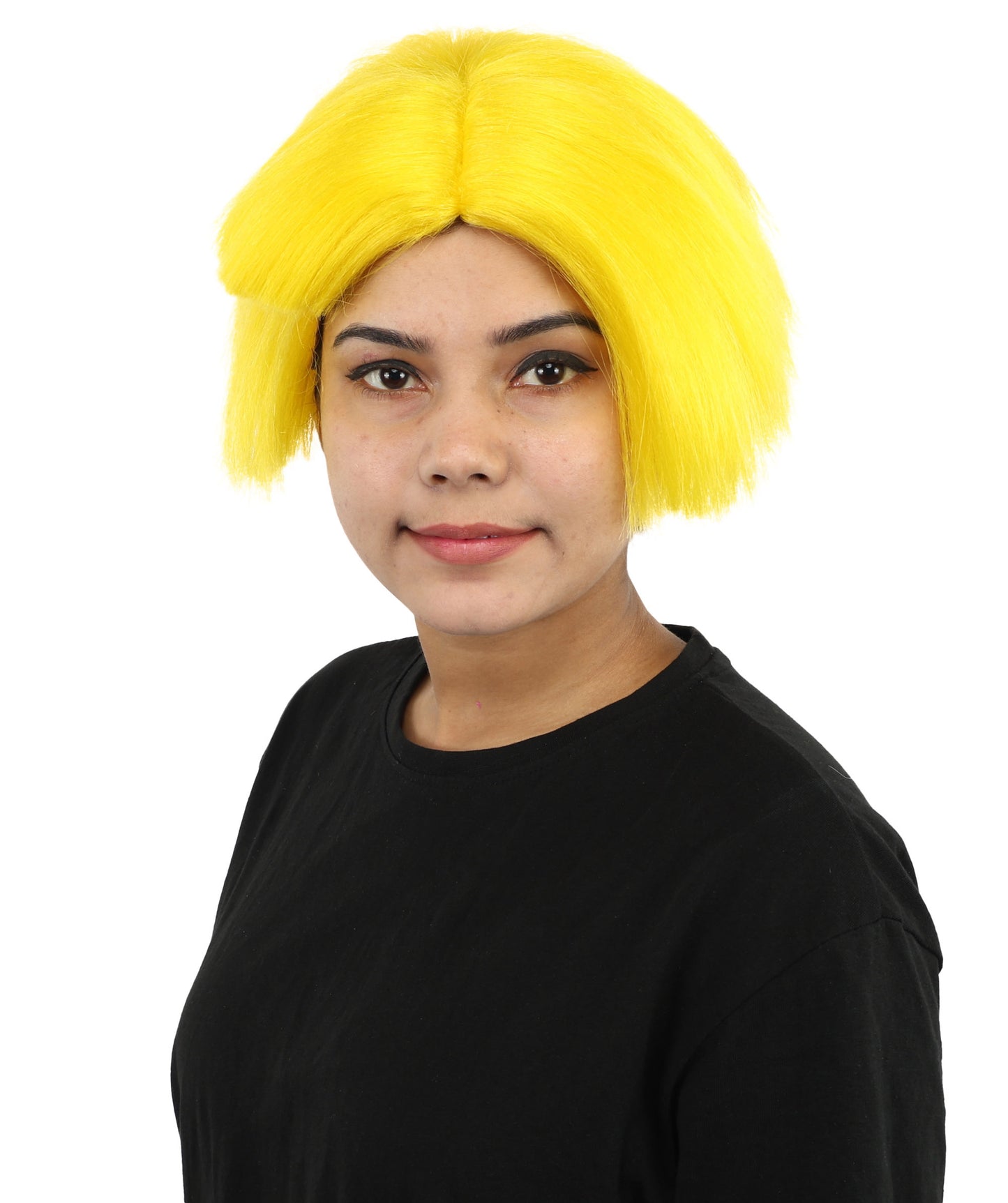 HPO Women’s Neon Yellow Bob Wig with Bangs—Bright Straight Cut Wig | Celebrity Inspired Hairpiece for Party, Halloween and Cosplay