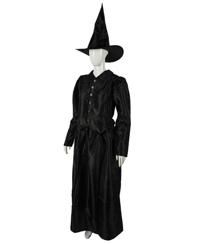HPO Women’s Scary Black Witch Costume | Long  Dress with Pointed Hat | Ideal for Cosplay, Halloween, Stage, Roleplay & Themed Party Outfit