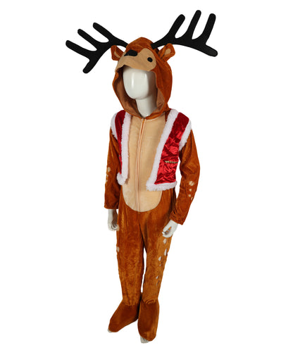 HPO Teen Inflatable Reindeer Rider Brown & Red Costume | Hilarious Christmas, Holiday and Party Outfit