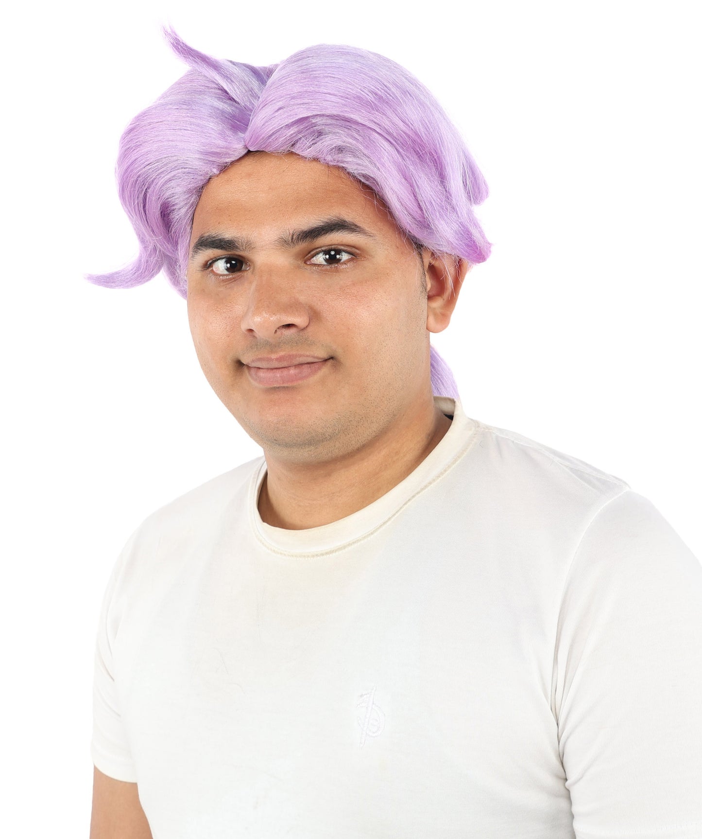 HPO Men's Golden Blonde Curtain Bang Wig | Shoulder Length Wavy Surfer Style, Heat Resistant Synthetic Fiber & Breathable Net | Halloween, Funny Roleplay, Theater, 90s Party & Costume Events