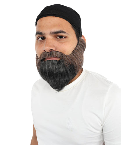 HPO Men’s Black & Grey Beard and Mustache Set | Realistic Shaped Beard for Party, Halloween & Cosplay Characters | Lightweight & Comfortable Fit