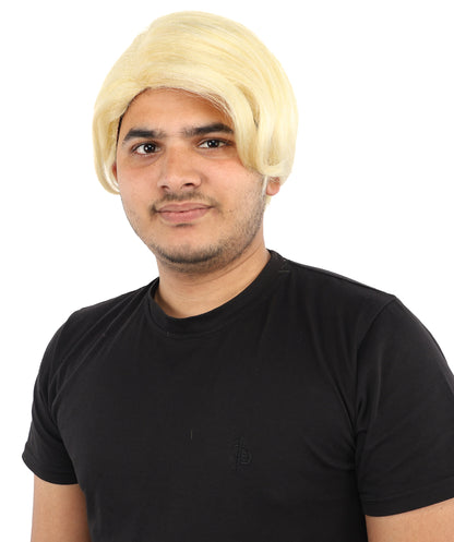 HPO Men’s Blonde Wig with Long Side Bangs  | Flame-retardant Synthetic | Ideal for Cosplay, Halloween & Party Looks