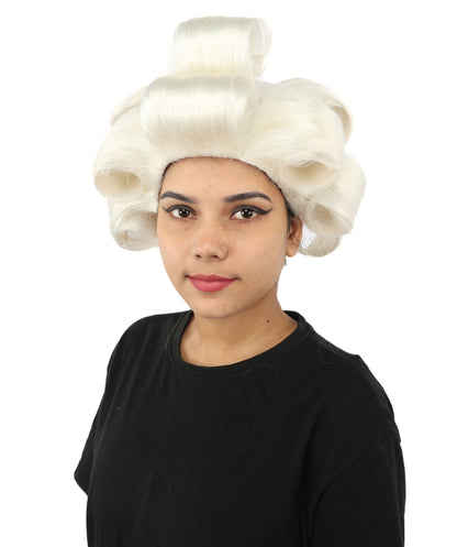 HPO Adult Women's Retro Roller Set Pink Wig | Multiple Color Options, create of synthetic fiber, large cylindrical curler texture, capless cap | Party, Halloween, theater, drag, performance, costume events