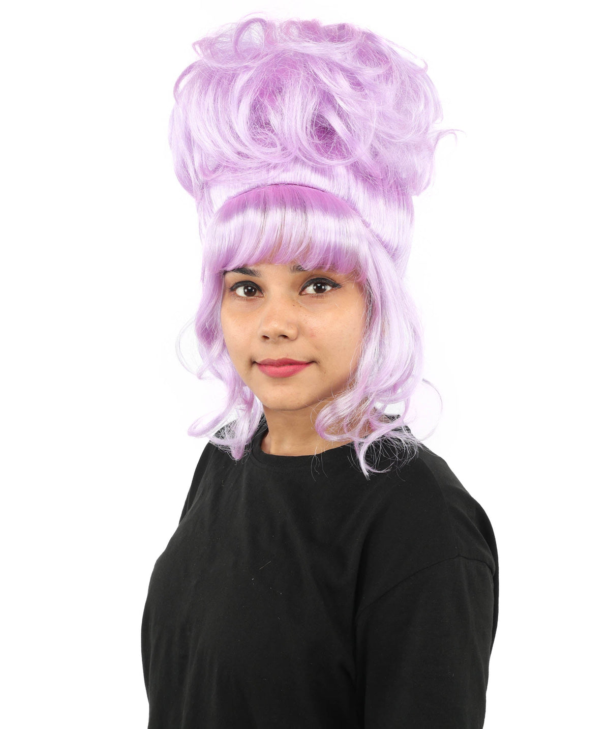 HPO Adult Women's Elegant Updo Tendril Wig | Multiple Color Options | Pastel peach hue, create of synthetic fiber, high teased volume with face-framing strands, breathable capless cap | Party, Halloween, theater, drag, performance, costume events
