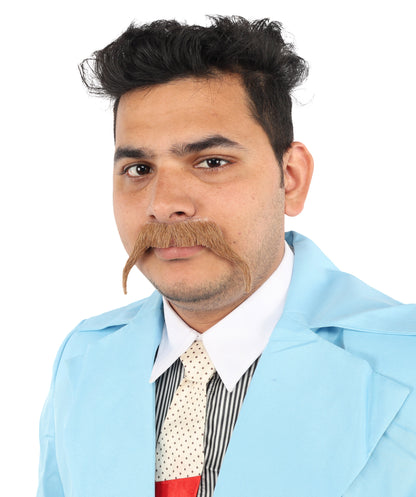 HPO  Men's Fake Human Hair Walrus Mustache | Brown Color