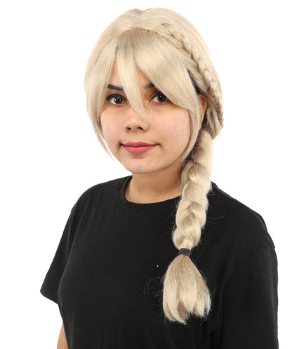 HPO Women’s Blonde Braided Wig – Princess Inspired Long Braids for Cosplay, Fantasy Hair | Warrior Hairpiece for Themed Events, Costume Parties & Creative Dress Up