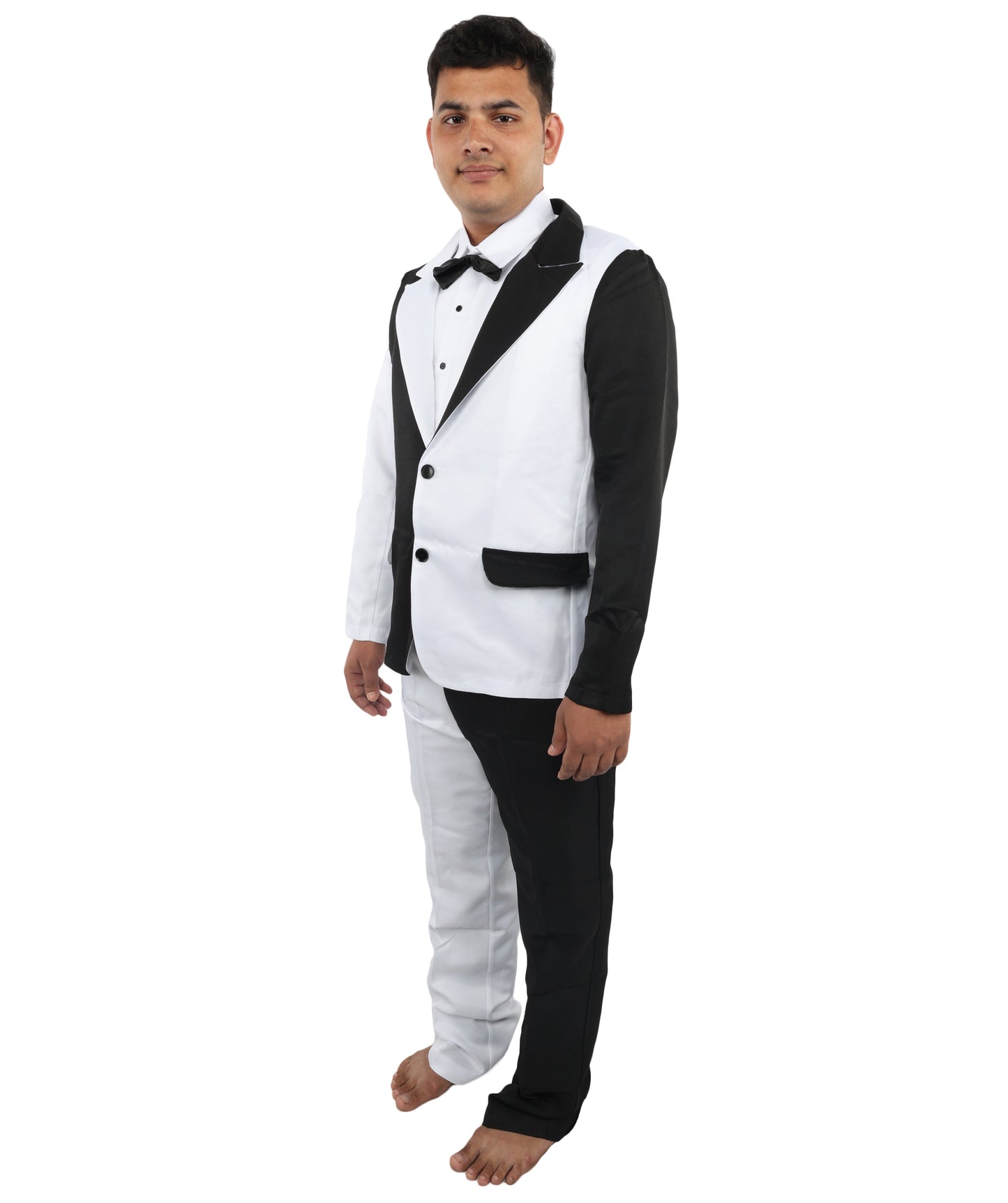 HPO Men’s White & Black Cosplay Tuxedo suit Costume - Two Piece Formal Cosplay Bodysuit | Stylish Party Outfit for Halloween