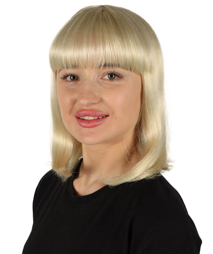 HPO Women's Shoulder Length Bob Wig Collection | Straight Halloween Wig Multiple Color Option | Premium Breathable Capless Cap