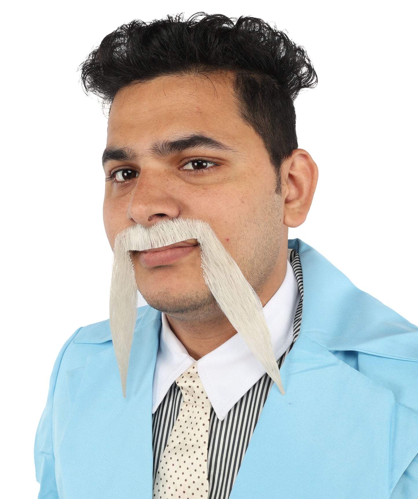 HPO Men's Synthetic Hair Long String Black Mustache Fancy Facial Hair Multiple Color Options