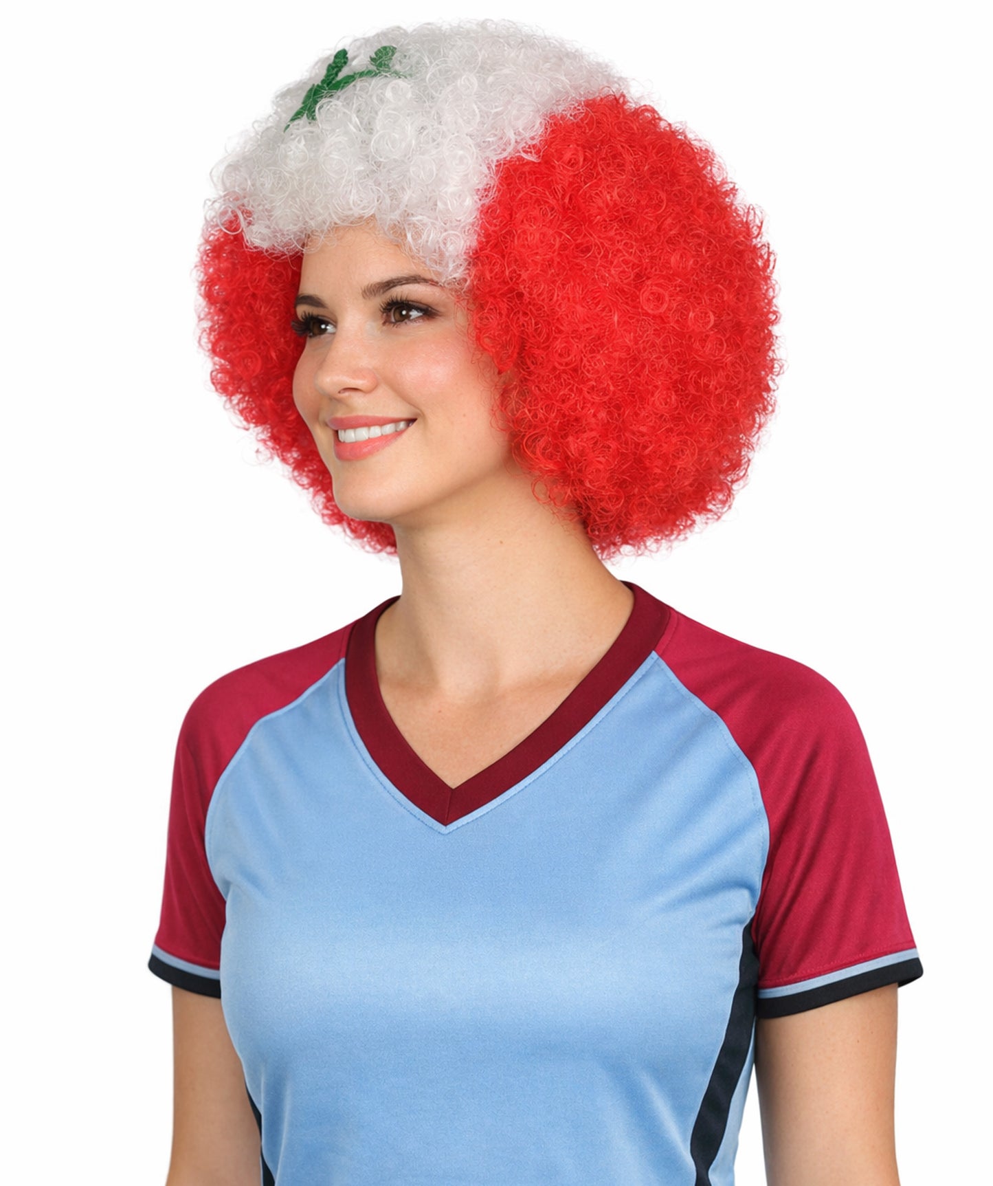 Peru Flag Sport Afro Wig | Jumbo White Red Wig