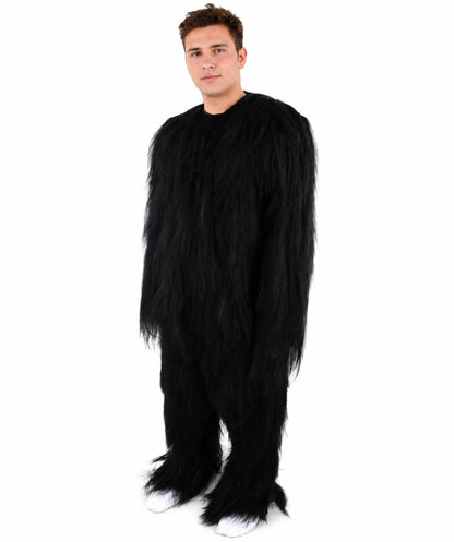 HPO Unisex Extreme Hairy Person Costume, Mask and Bundle - Full-Body Hair Suit Extra-Long Ash Brown Costume Wig for Halloween, Cosplay & Parties
