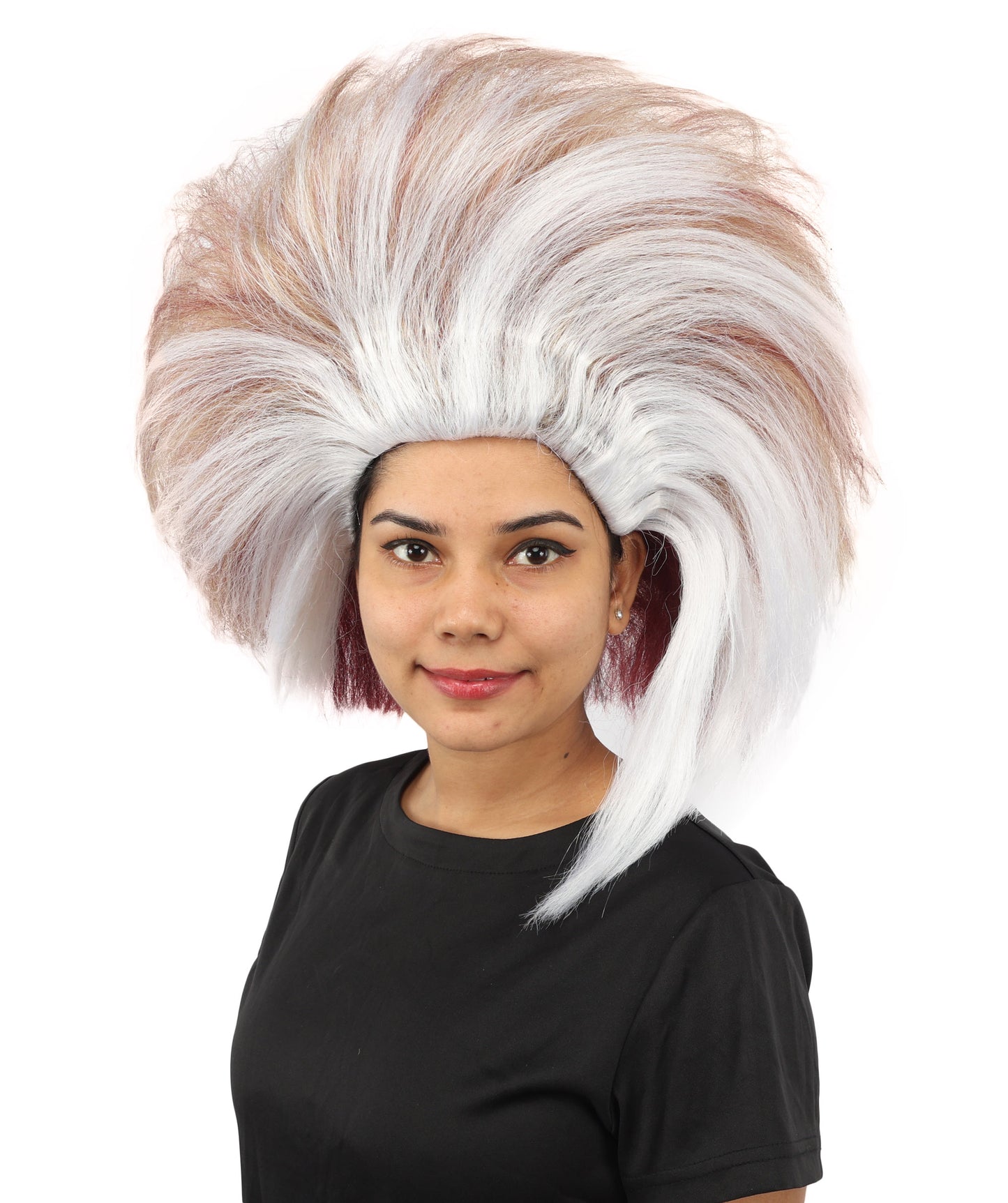 HPO Women's Swept Crest Theatrical Wig | Multi-tonal red and white hues, create of synthetic fiber, massive swept fan volume, breathable base | Party, Halloween, theater, drag, performance, costume events