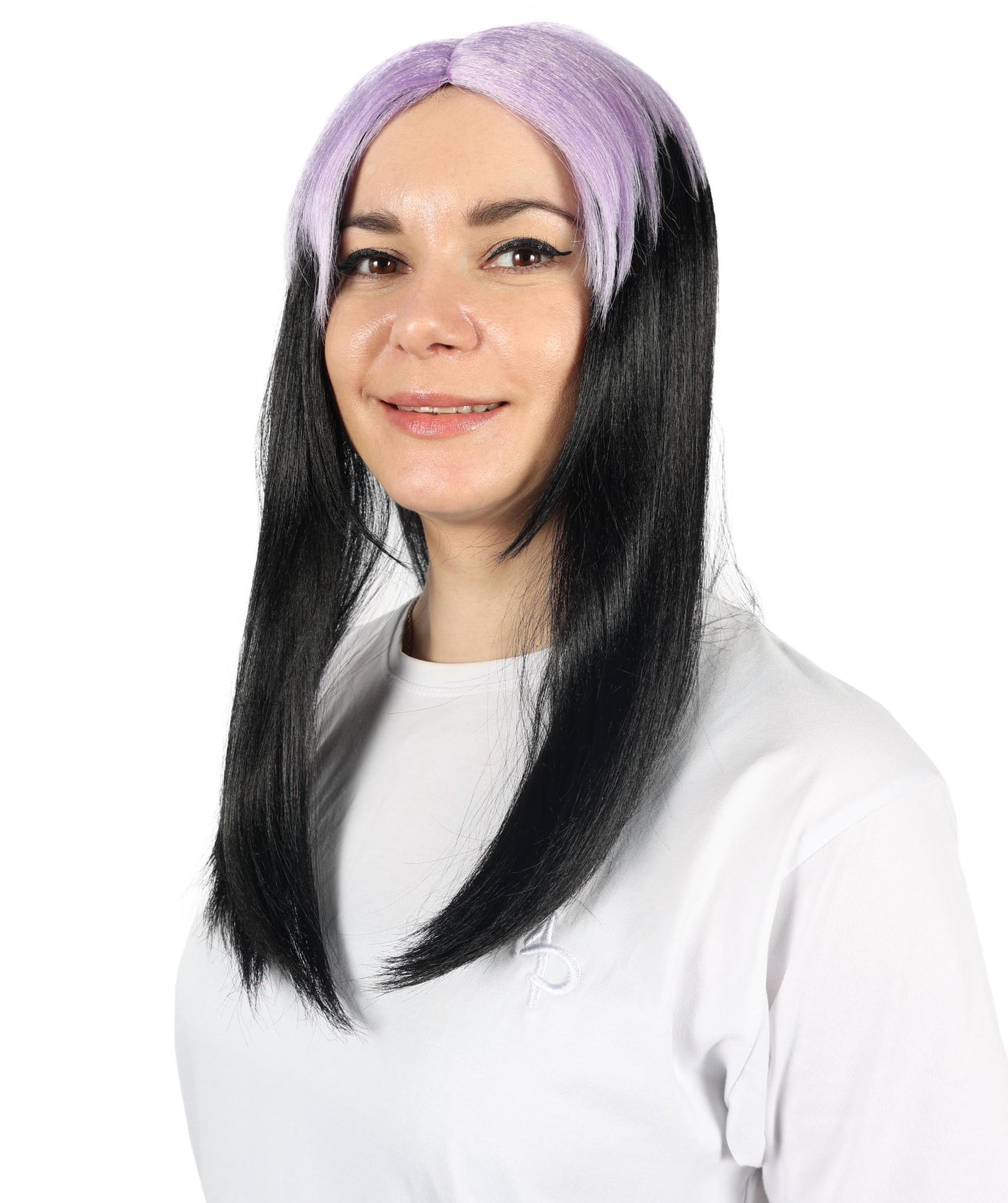 Billie Pop 80's Mullet | Black Wig with Neon Green Roots and Choppy Bangs | Premium Halloween Wig