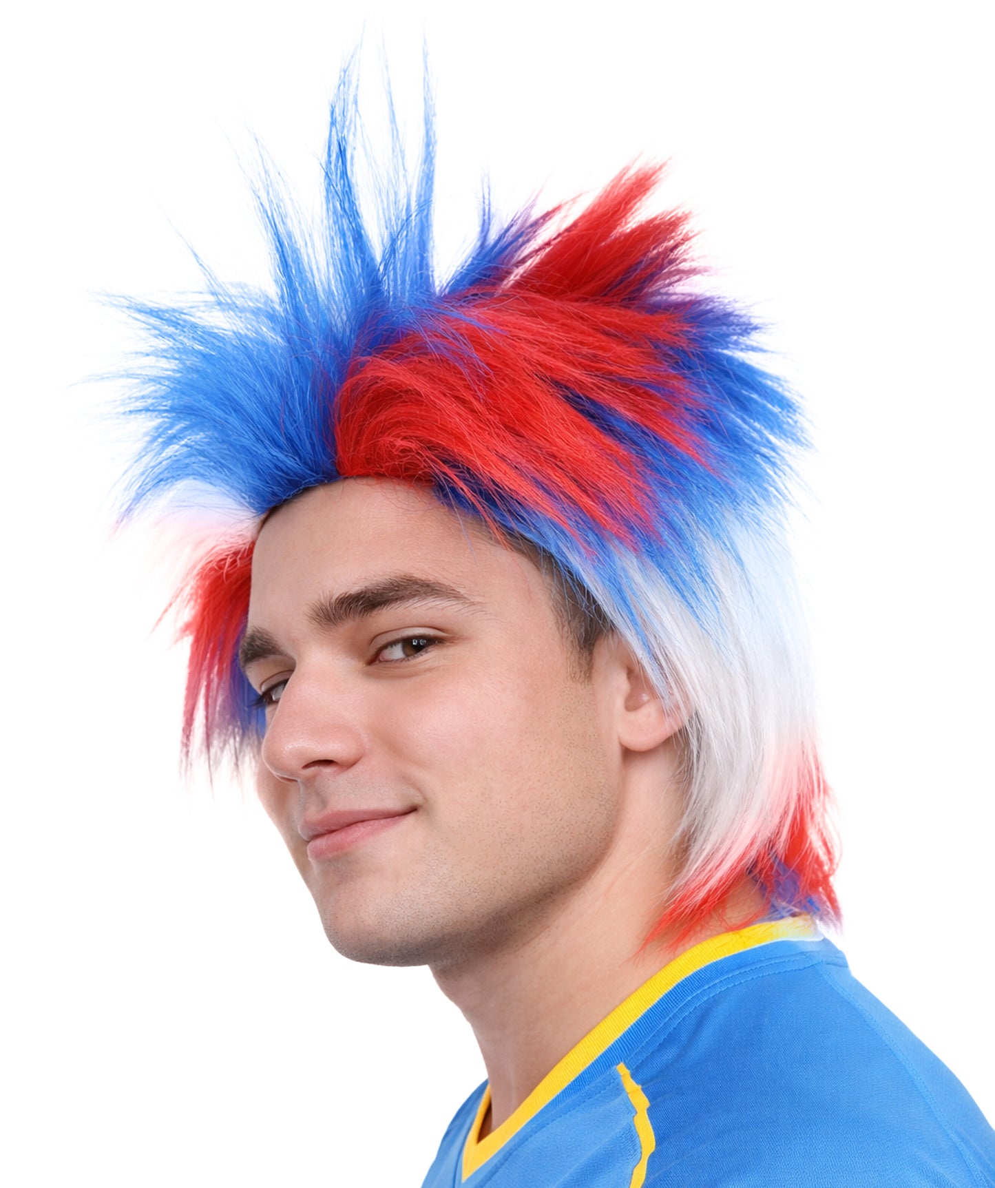 HPO Mens Patriotic Crazy Wig, Celebrity Wig , Premium Breathable Capless Cap
