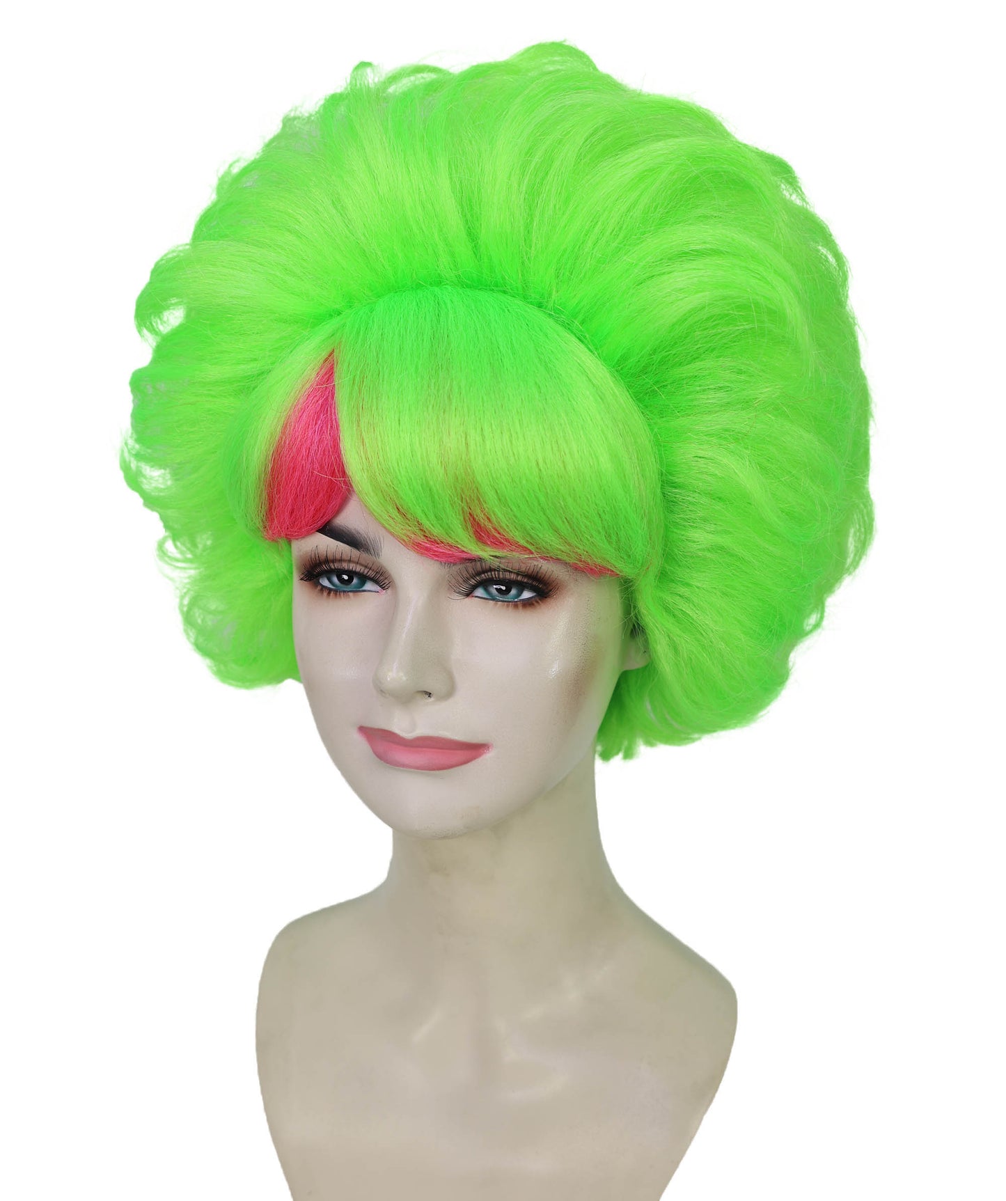 80’s Pop Neon and Pink Wig for Women | Short Flip Rave Punk Hair | Retro Halloween Party Accessory