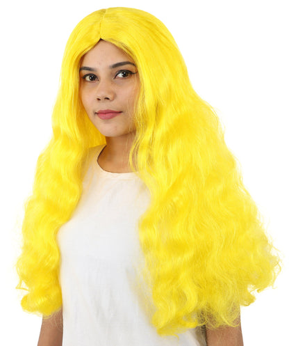 HPO Adult Women's Long Wavy Wig | Multiple Color Options | Center Parted Ginger Curls with Voluminous Ends, Heat Resistant Synthetic Fiber & Breathable Cap | Halloween, Teen Roleplay, Theater, Themed Party & Costume Events