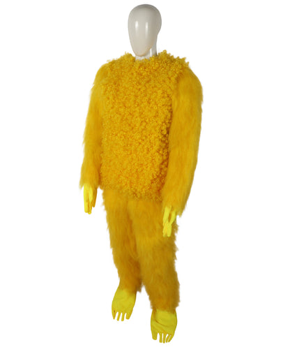 HPO Adult Unisex Yellow Big-Eyed Creature Fur Costume, Bundle With Mask Set | Full Body Fantasy Animal Suit for Halloween, Themed Events