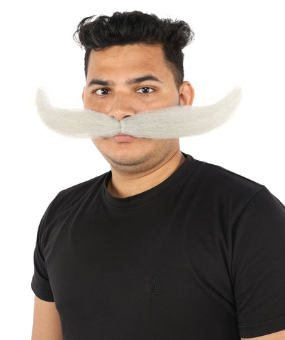 HPO Adult Men's Giant Mustache | Multiple Color Options | Self-Adhesive Fake Mustache | Realistic Costume Facial Hair Accessory for Halloween, Parties & Roleplay