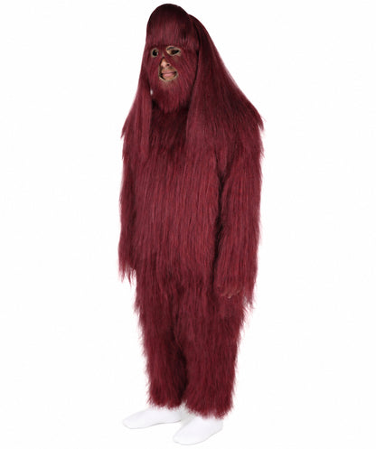 HPO Unisex Extreme Hairy Person Costume, Mask and Bundle - Full-Body Hair Suit Extra-Long Ash Brown Costume Wig for Halloween, Cosplay & Parties