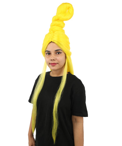 HPO Adult Women's Sculpted Loop Topknot Wig | Multiple Color Options | Create of synthetic fiber, gravity-defying twisted vertical bun with long face-framing strands, breathable base | Party, Halloween, theater, drag, performance, costume events