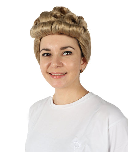 HPO Adult Women's 40s Wavy Blonde Vintage Wig | Halloween and Cosplay Wig | Flame-retardant Synthetic Fiber