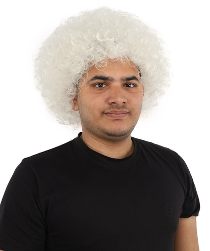 HPO Men's Multi-Color Options Curly Clown Wig | Flame-Retardant Synthetic Fiber and Standard Cap | Ideal for Parties, Cosplay, and Themed Events