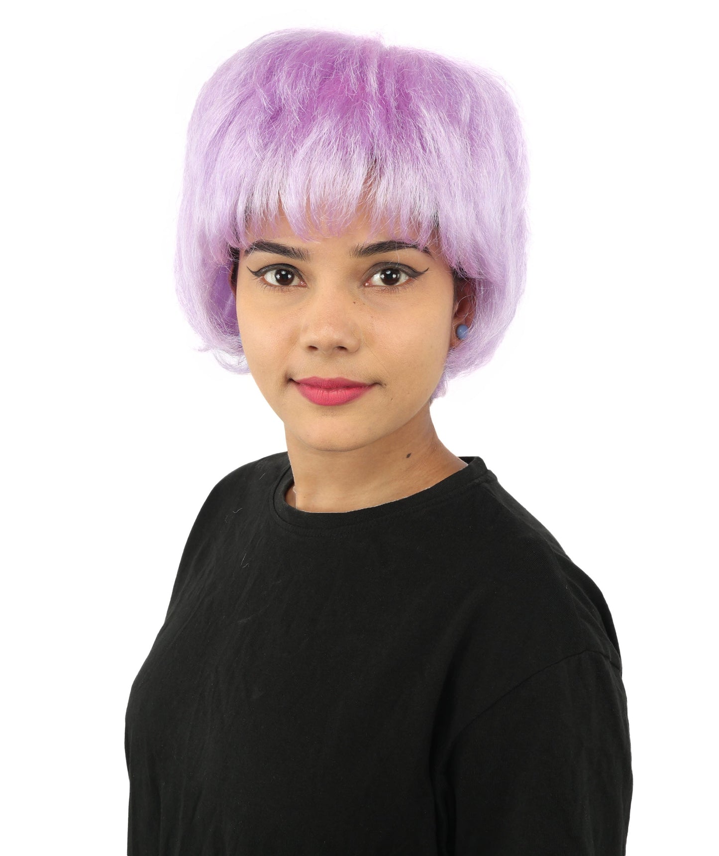 HPO Adult Women's Short Silver White Pixie Wig  | Edgy Layered Cut with Bangs | Synthetic Hair Wig for Stage Fashion, Cosplay, Halloween & Bold Party Looks