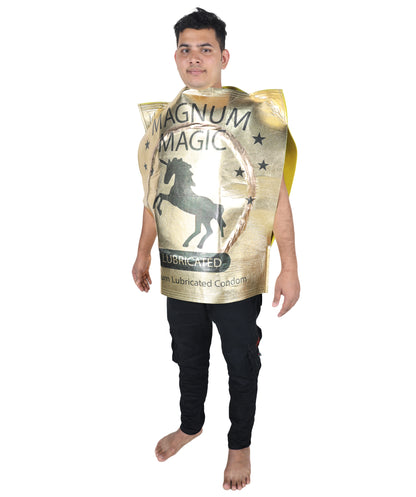 HPO Men’s Hilarious Gold Magic Condom Costume | Suitable for Halloween | Flame-retardant Synthetic Fabric