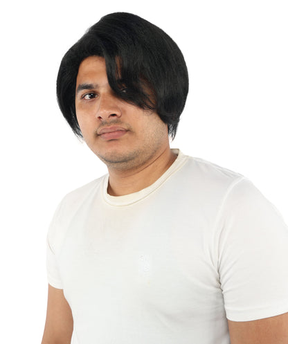 HPO Men’s Blonde Wig with Long Side Bangs  | Flame-retardant Synthetic | Ideal for Cosplay, Halloween & Party Looks