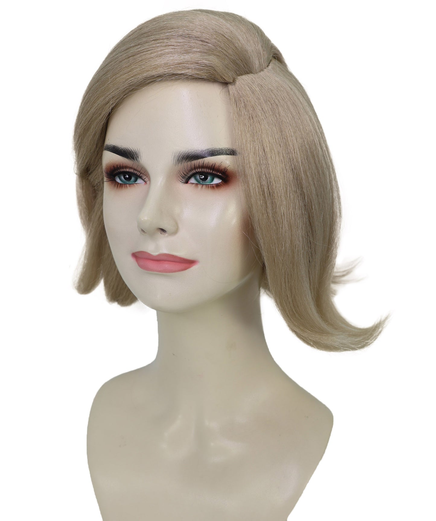 HPO Adult Women’s Blonde Wavy Bob Wig | Soft Layered Cut with Side Part for Fashion Styling | Capless Cap Design | Ideal for Halloween