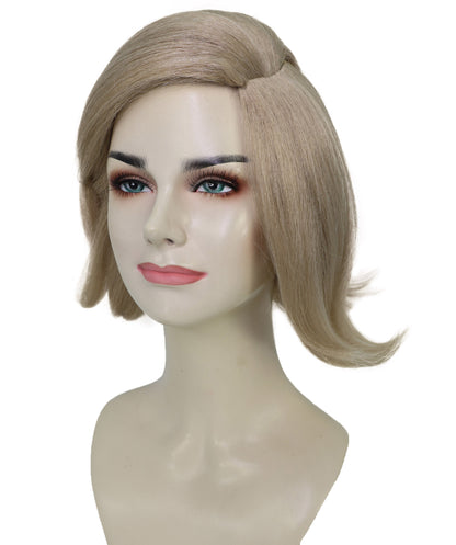 HPO Adult Women’s Blonde Wavy Bob Wig | Soft Layered Cut with Side Part for Fashion Styling | Capless Cap Design | Ideal for Halloween