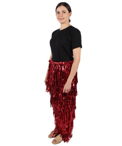 HPO Adult Women's Tinsel Fringed Tiered Multiple Color Options Trousers, Perfect for Halloween, Flame-retardant Synthetic Material