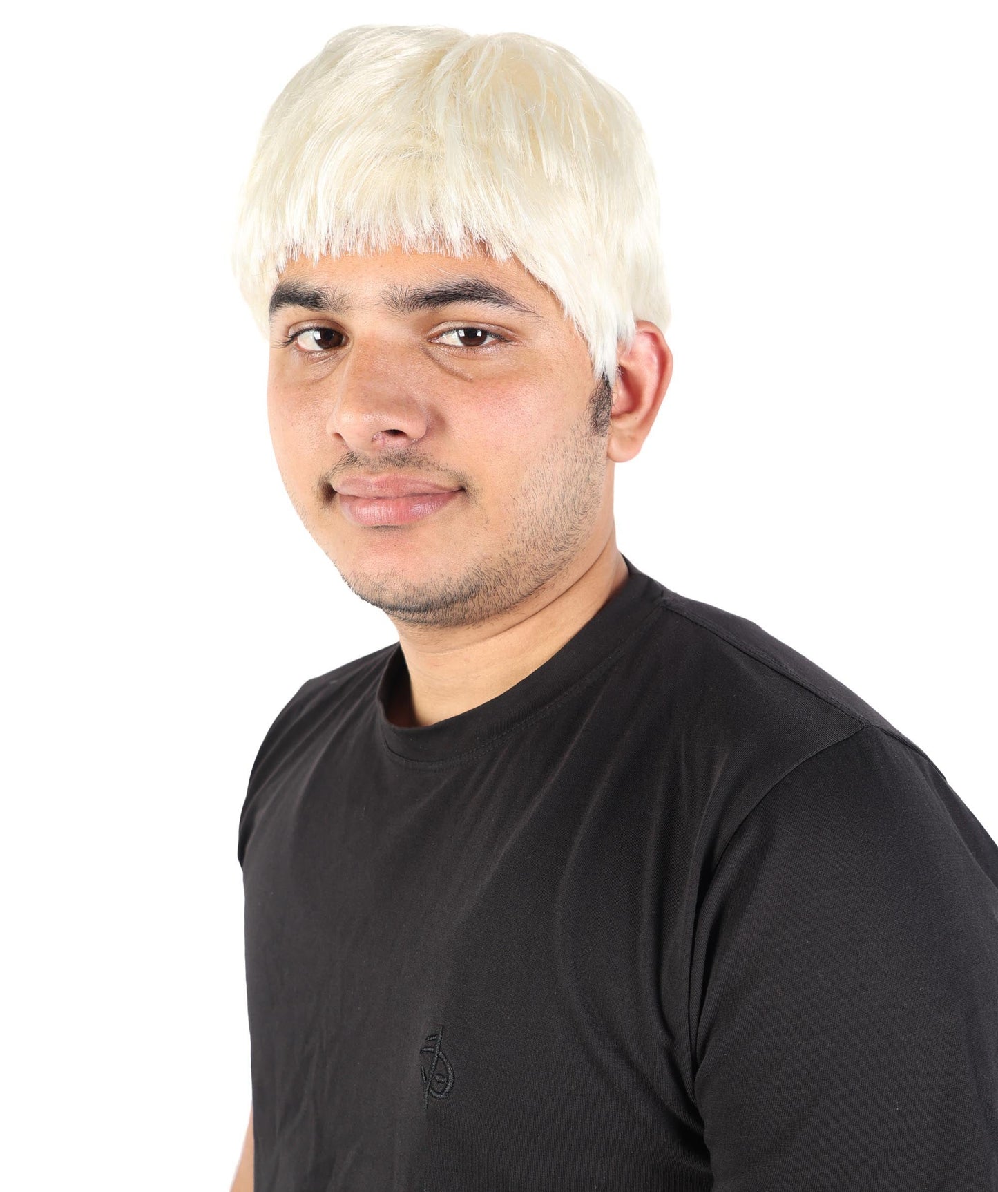 Men’s Short Textured Blonde Wig | Bleached Crop Hairpiece with Subtle Fade | Adjustable Fit for Cosplay, Stage, Parties & Roleplay
