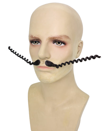 HPO Adult Men's Thin and Long Black Singer Compare Moustache | Perfect for Cosplay| Flame-retardant Synthetic Fiber