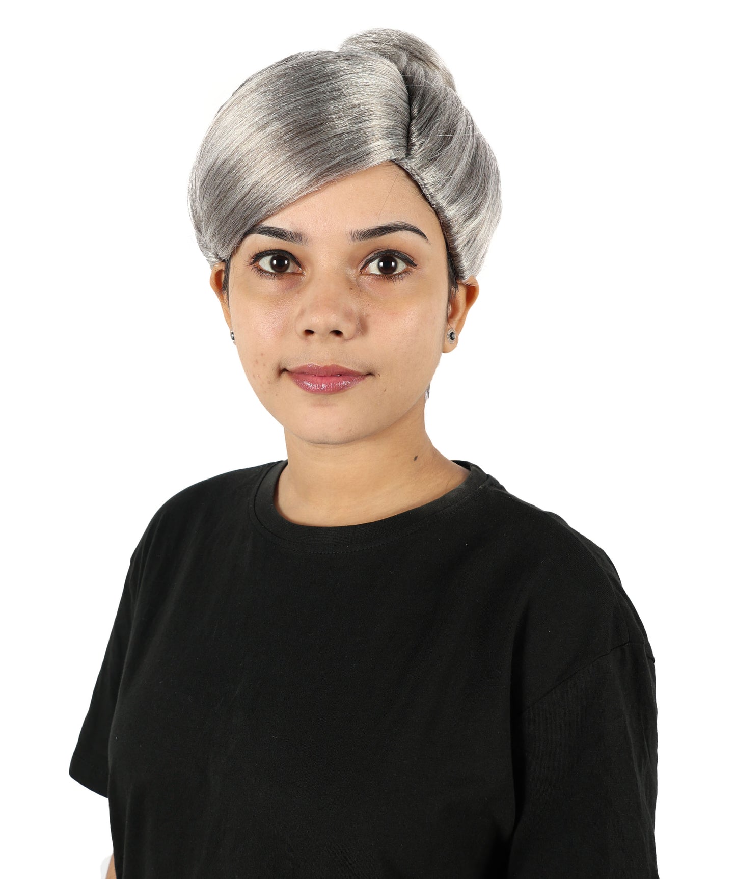 HPO Women's Elegant Lady Short Wig | Classic Grey Layered Hairpiece for Women | Lightweight Synthetic Fiber Wig for Parties & Daily Wear