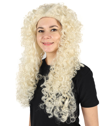 HPO Women's Ladies Cosplay Strong Curls Wigs | Long Voluminous Blonde Angels Wig | Perfect for Cosplay Parties and Special Occasions Adjustable Cap for Comfort & Secure Fit