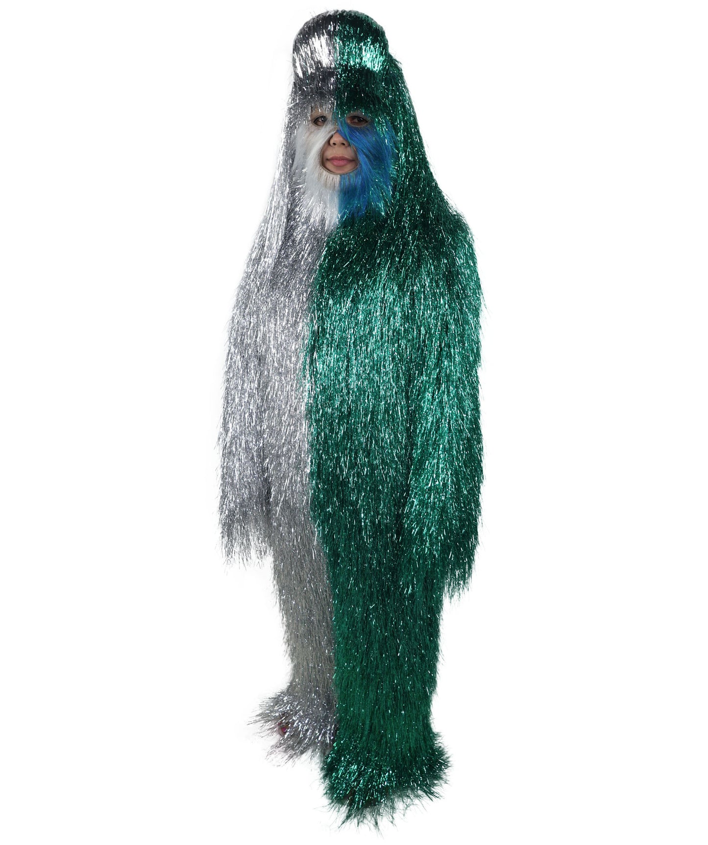 HPO Teen Extreme Hairy Two Part Costume Bundle & Mask Set - Full-Body Hair Suit Extra-Long Costume Wig for Halloween, Cosplay & Parties - Multiple Color Options
