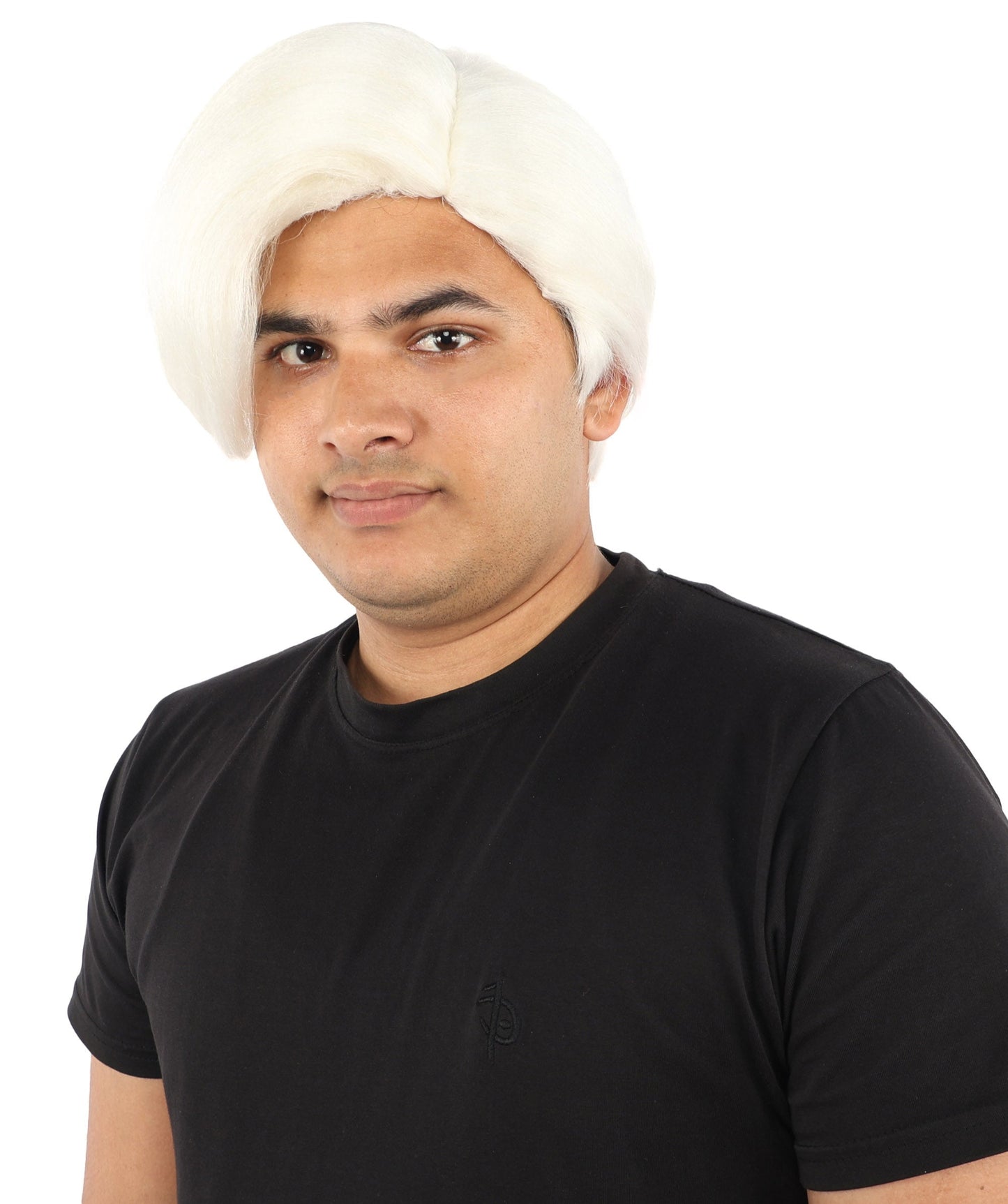 HPO Adult Men's Short Black Side Swept Wig | Thick Layered Bangs with Natural Texture,  Adjustable Cap | Halloween, Themed Party, Stage Performance & Roleplay