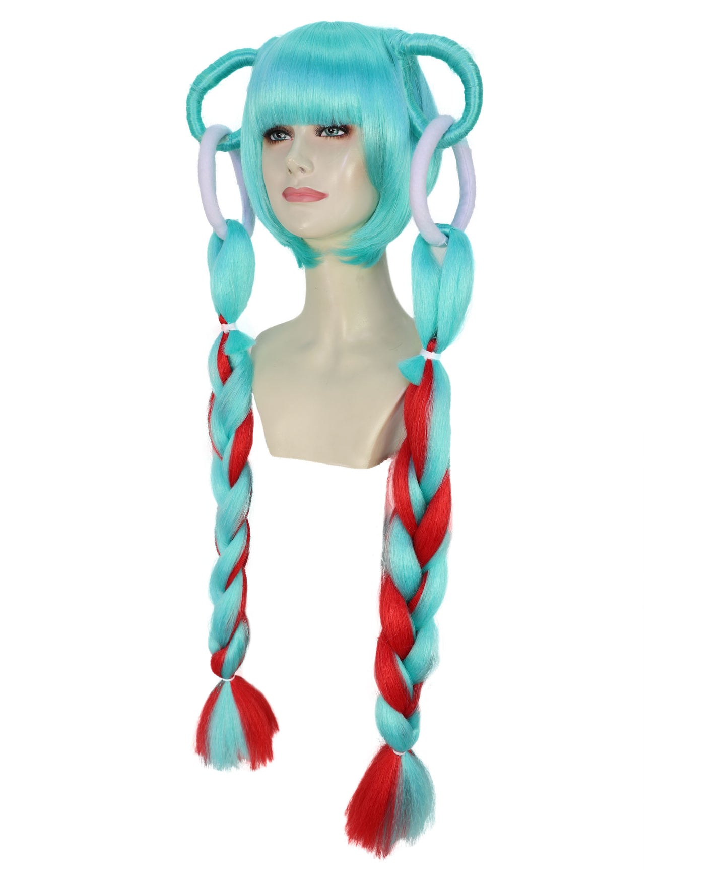 HPO Women Dramatic Two-Tone Roleplay Multicolor Wig | Flame-resistant Synthetic Fiber with Capless Cap| Ideal for party, Halloween, cosplay, theater, drag, performance, costume events