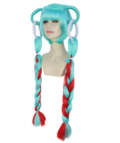 HPO Women Dramatic Two-Tone Roleplay Multicolor Wig | Flame-resistant Synthetic Fiber with Capless Cap| Ideal for party, Halloween, cosplay, theater, drag, performance, costume events