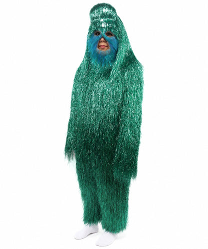 HPO Unisex Teen Extreme Tinsel Hairy Person Costume Bundle & Mask Set - Full-Body Tinsel Hair Suit Extra-Long Costume Wig for Halloween, Cosplay & Parties - Multiple Color Options