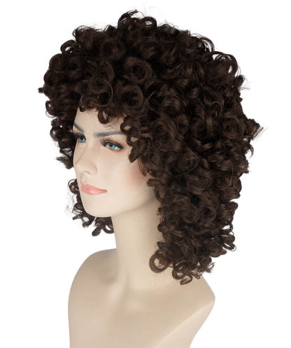 HPO Women's Medium Curly Olympian Lady Wig Collection | Fancy Halloween Wigs | Premium Breathable Capless Cap